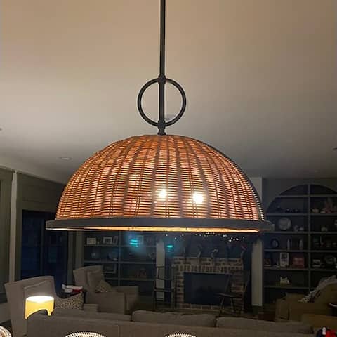 Acroma 4 - Light Rattan Single Bowl Pendant-UL Certified