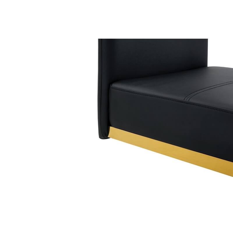 Set of 4, 15.7" PU Upholstered Dining Chairs with Golden Metal Legs