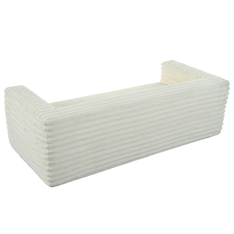 89" Corduroy Sofa, Plush 3-Seater with Square Arms for Living Room, Small Spaces, or Office