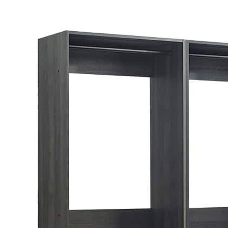 Dee Modular Closet System, 10 Shelf, 3 Hanging Rods, Gray Wood Finish
