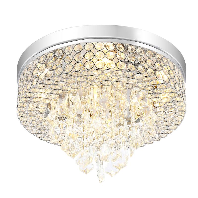 GetLedel 4-Light Tiered Crystal Flush Mount