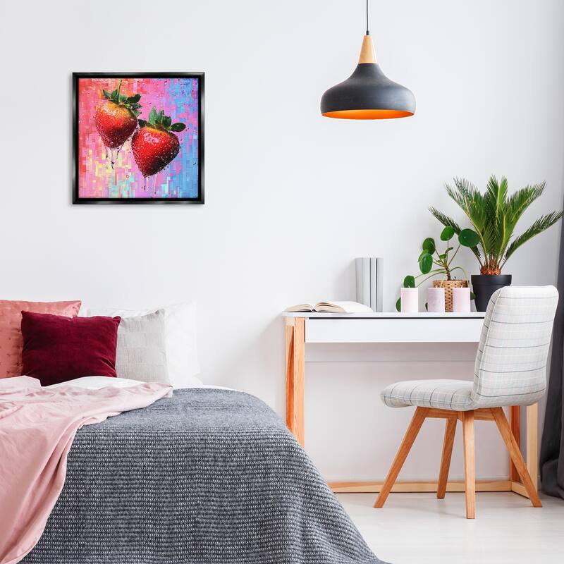 Stupell Lush Strawberries with Water Drip Framed Floater Canvas Wall Art Design By LSR Creative Studio