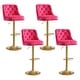preview thumbnail 22 of 30, HOMYKA 360 Degrees Swivel Velvet Bar Chair With Adjustable Height of 4 Magenta