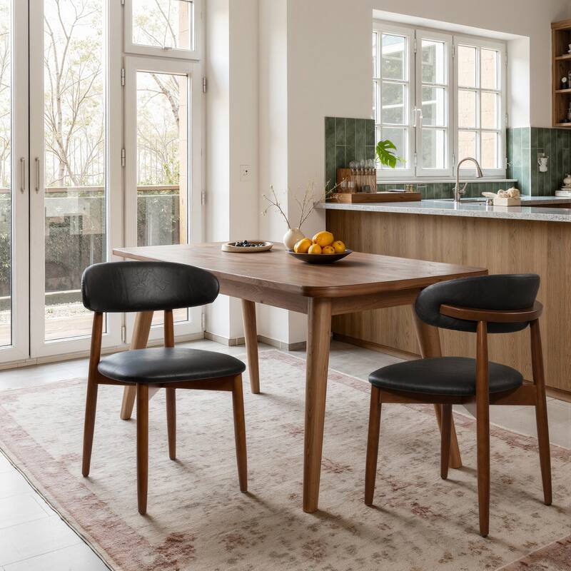 Art Leon Set of 2 Upholstered Accent Dining Chairs with Solid Wood Frame