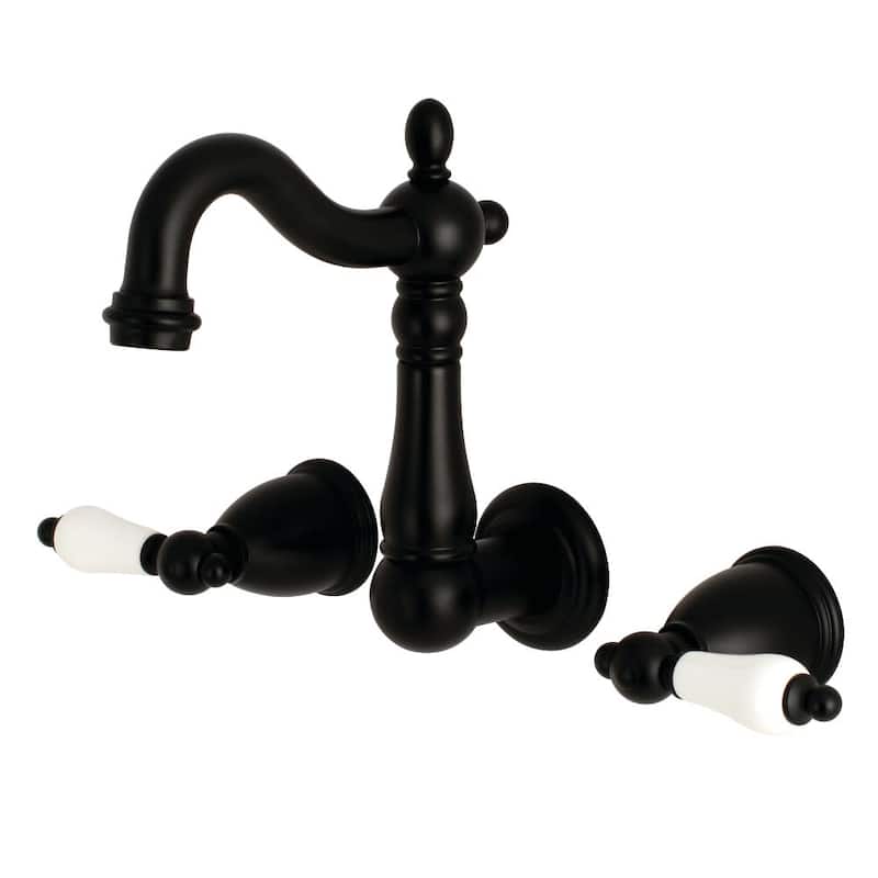 Kingston Brass Heritage 1.2 GPM Wall Mounted Bathroom Faucet with - Matte Black