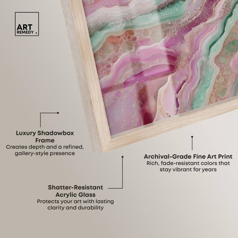 Pink and Mint Crystal IV Shadowbox by Art Remedy