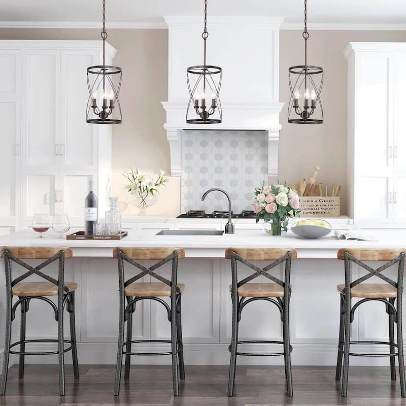 Carbon Loft Farmhouse 3-Light Pendant Lights for Kitchen Island - W 9.1"x H 24.4"