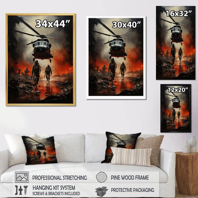 Designart "Abstract Military Battlefield Reflections I" Military Wall Art