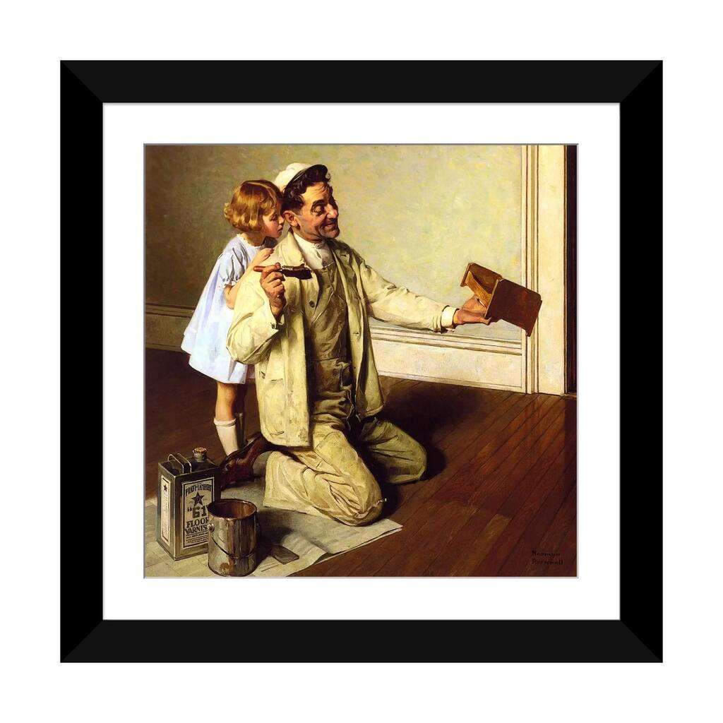 iCanvas "Man Varnishing Doll's Bed for Little Girl" by Norman Rockwell