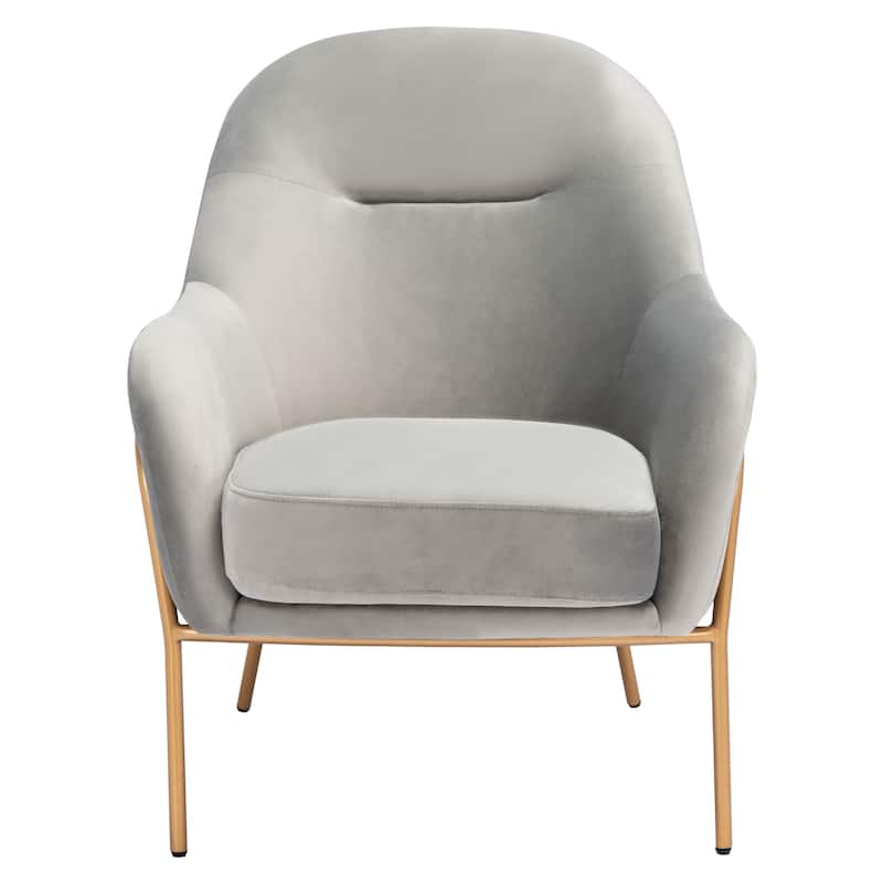 SAFAVIEH Yukiko Glam Velvet Accent Chair - 26.3" W x 31.8" L x 34" H - 26Wx32Dx34H - Grey/Gold