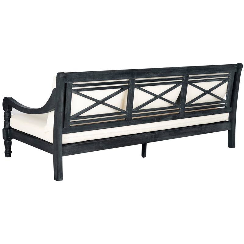 SAFAVIEH Outdoor Cordula Acacia Wood Cushioned Daybed - 71.7"W x 35.4"D x 29.1"H