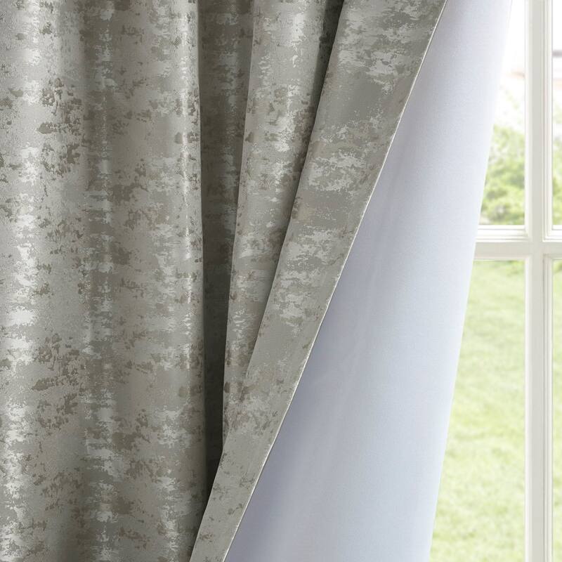 Jacquard Lined Total Blackout Rod Pocket/Back Tab Curtain Panel