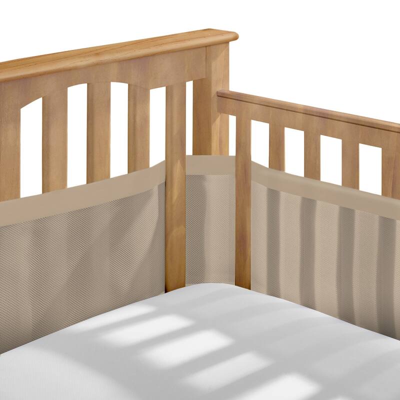 BreathableBaby Breathable Mesh Liner for Full-Size Cribs, Deluxe 4mm Mesh (Size 4FS Covers 3 or 4 Sides) - N/A - Sand Beach