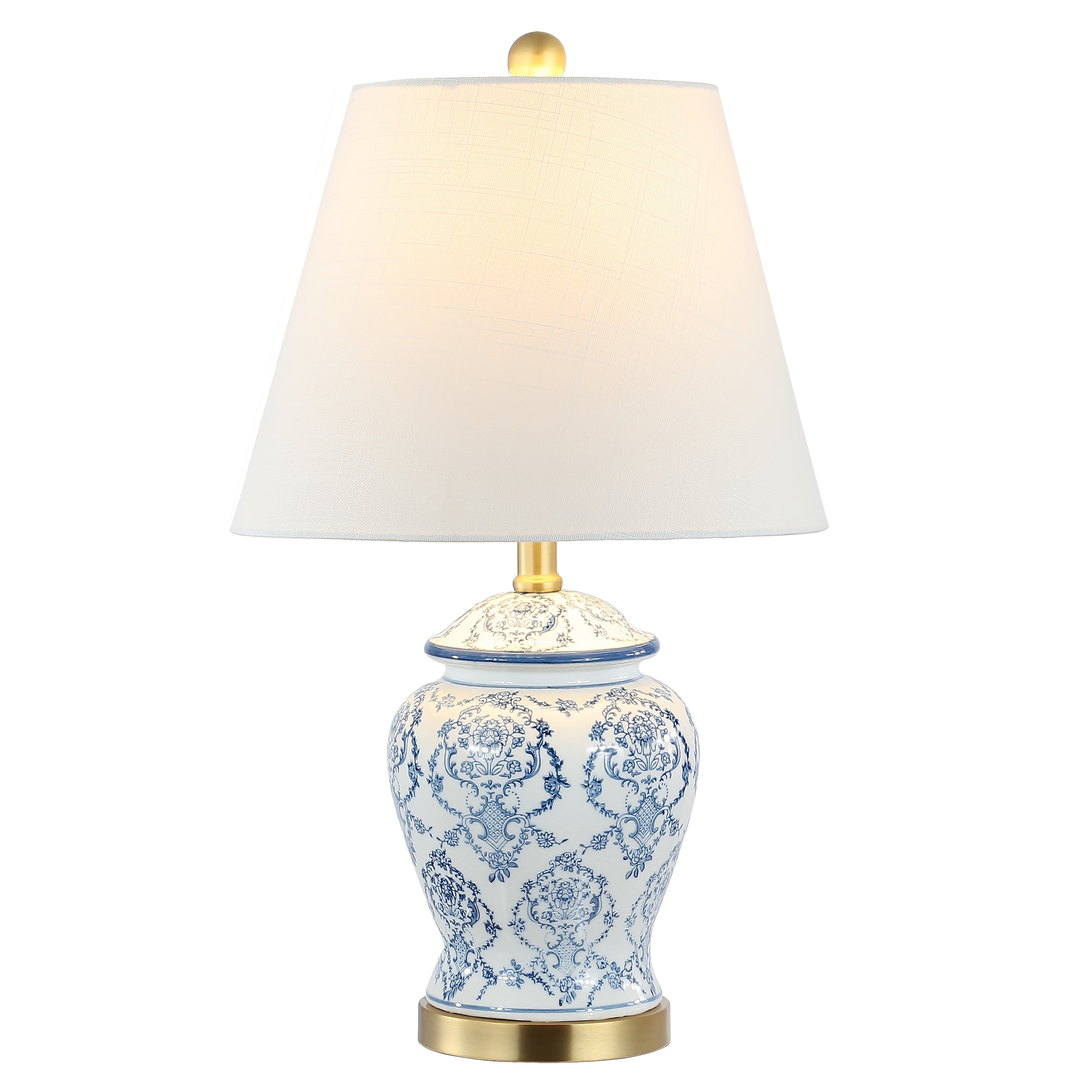 Billy Traditional Classic Chinoiserie Ceramic LED Table Lamp, Blue/White JONATHAN - 1 Bulb - Sale - Overstock - 35648136
