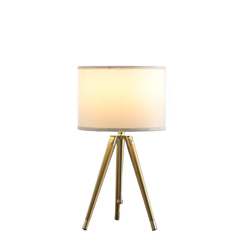 Adjustable Heigh Shiny Brass Modern Tripod Table Lamp - Gold