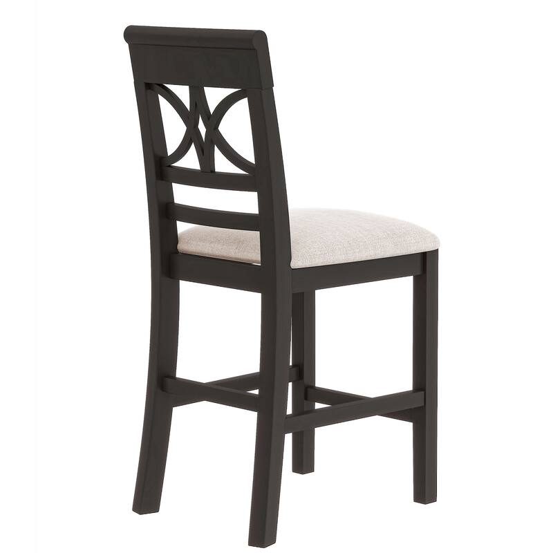 Espresso Rustic 6-Piece Counter Height Wooden Dining Table Set with 4 Chairs
