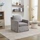 preview thumbnail 1 of 11, Swivel Accent Chair, Upholstered Skirted Swivel Chair with Removable Back Cushion, 360 Degree Comfy Armchair Gray