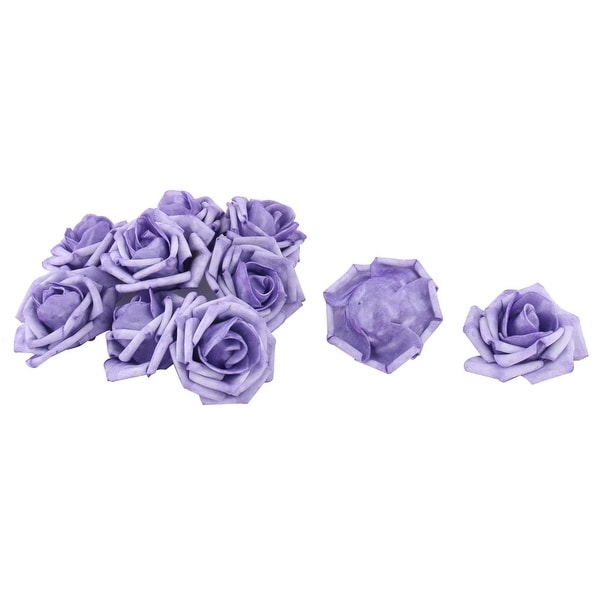 Women Handcraft Artificial Rose Flower Heads Buds Ornament Purple 7cm Dia 10pcs