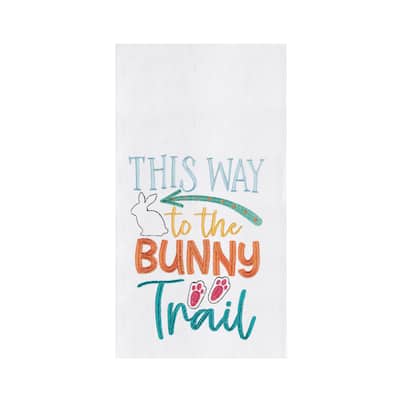"This Way to the Bunny Trail" Easter Rabbit Spring Theme Kitchen Dishtowel