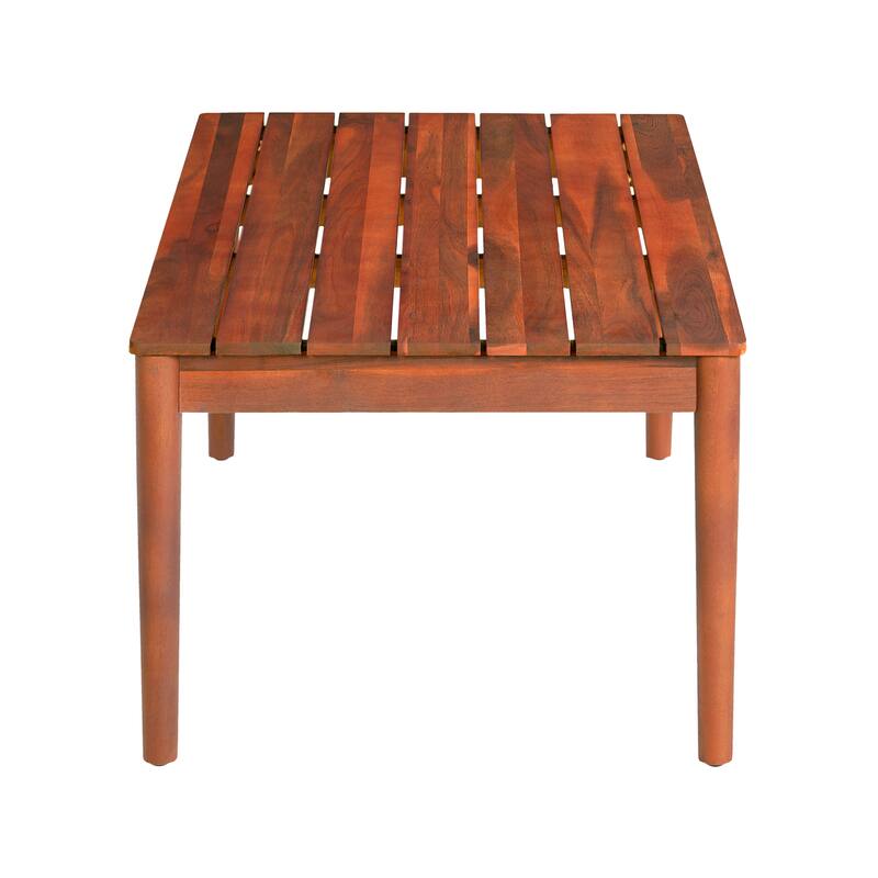 Roomfitters Outdoor Wood Coffee Table with Slatted Top and Modern Clean Lines, Durable Acacia Patio Centerpiece, Mahogany