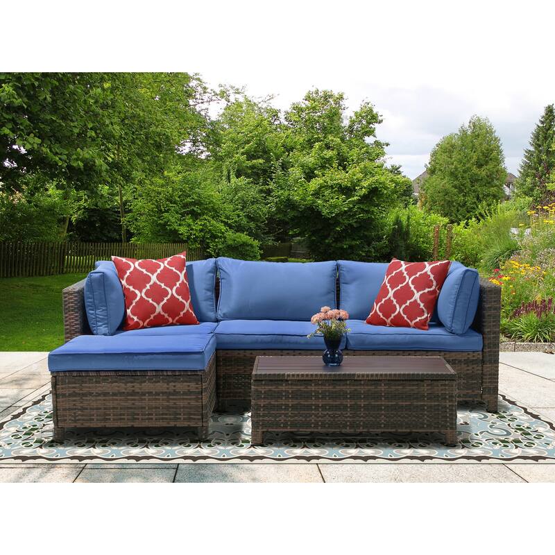 3 Pieces Wicker Patio Outdoor Sectional Set