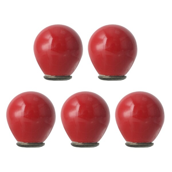5pcs Ceramic Knobs Vintage Knob Drawer Round Puller Handle Furniture Cabinet Cupboard Wardrobe Dresser Decorative, Red