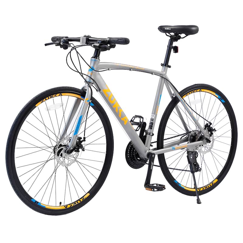 Silver 24 Speed Hybrid Bike Road Bike City Bicycle Unisex Bikes