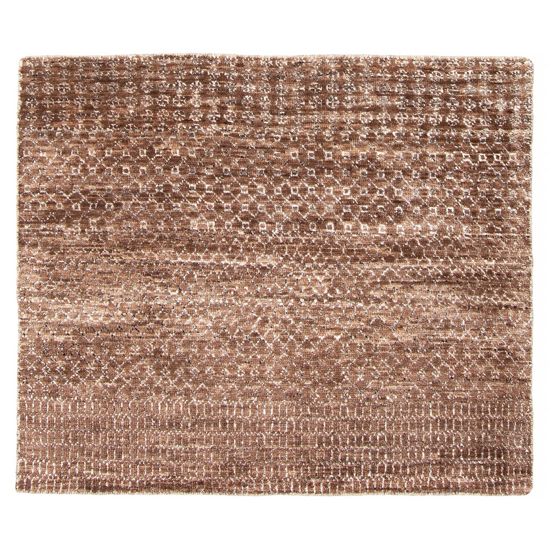 ECARPETGALLERY Hand-knotted Silk Shadow Brown Silk, Wool Rug - 4' 1" x 4' 11"