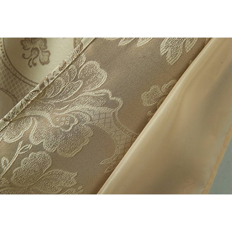 Rosalie Floral/Damask Textured Jacquard Single Rod Pocket Curtain Panel w/ Attached Valance - 54 x 84 in. - 54 x 84 in.