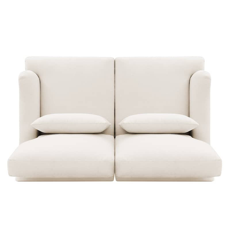 Modern 56''W 2-Seater Sofa Comfortable Solid Wood Couch with Pillows for Living Room