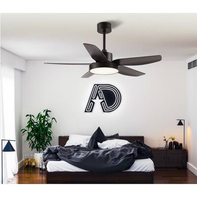 46 Inch Ceiling Fan with LED Lights(Black) - Black