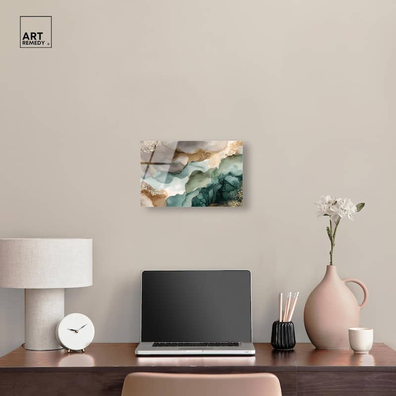 Golden Estuary I Acrylic by Art Remedy, Ready to Hang