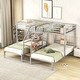 preview thumbnail 1 of 11, Silver Twin Over Twin & Twin Metal Triple Bunk Bed with Storage Shelves Staircase, Sturdy Dorm Bed Frame for Kids, Teens, Adults Silver - Twin