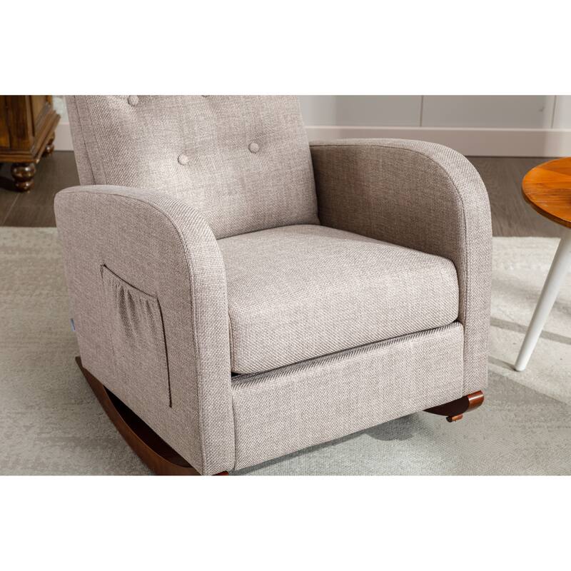 High Back Rocking Chair,Comfortable Rocker Fabric Padded Seat,High Back Armchair