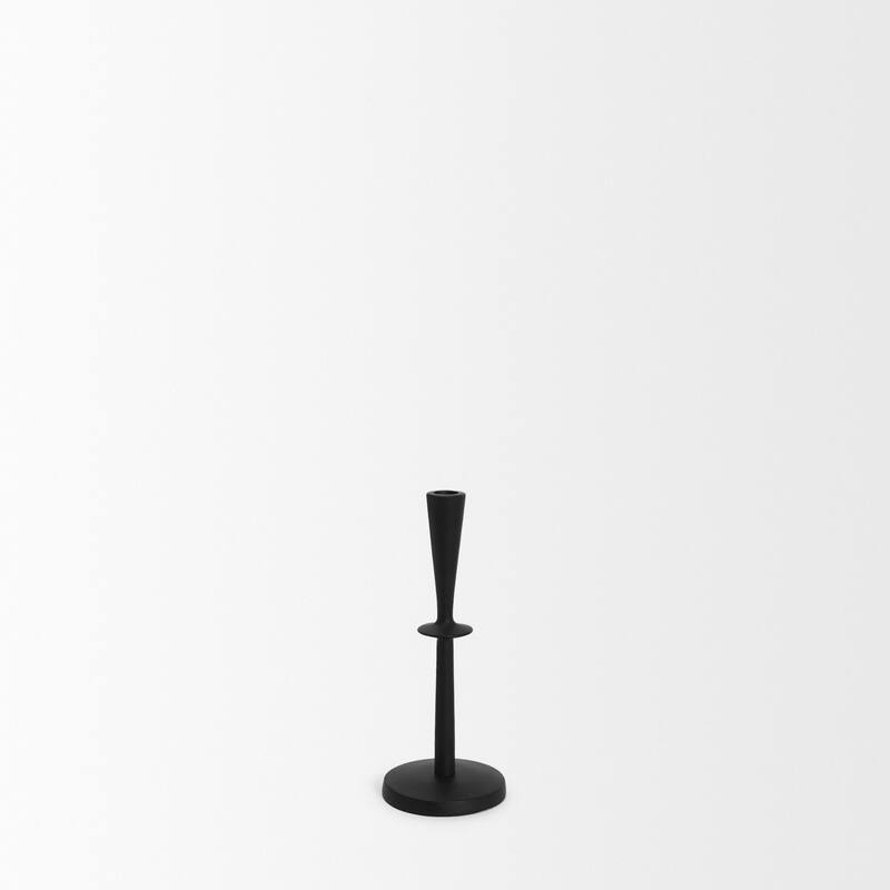 Qwin Matte Black Cast Aluminum Short Candle Holder - 4.33 x 4.33 x 11.02