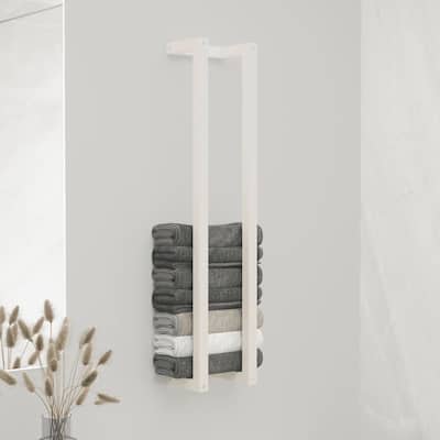 vidaXL Towel Rack White Solid pine wood Wall mounting Towel Rack - 7.1 x 9.1 x 43.3