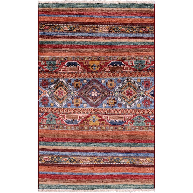Golden Nile Khorjin Persian Gabbeh Handmade Wool Rug - 2' 7" X 4' 1"