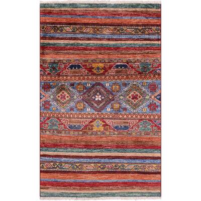Golden Nile Khorjin Persian Gabbeh Handmade Wool Rug - 2' 7" X 4' 1"