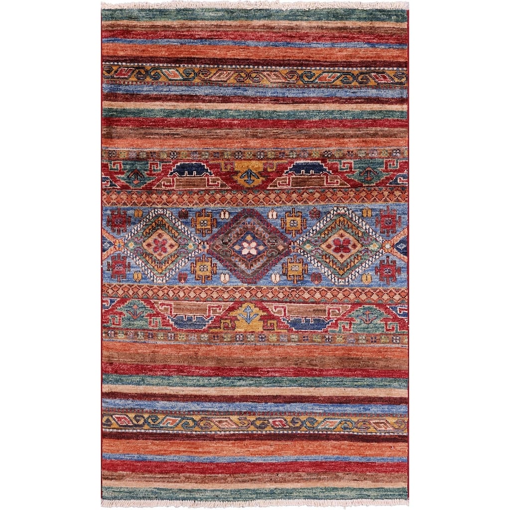 Golden Nile Khorjin Persian Gabbeh Handmade Wool Rug - 2' 7" X 4' 1"