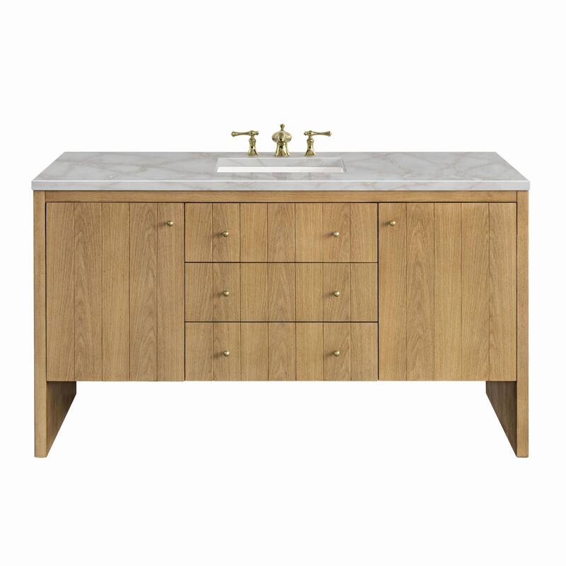 James Martin Vanities 435-V60S-3VSL Hudson 60" Single Basin Wood - Light Natural Oak - Oak Finish