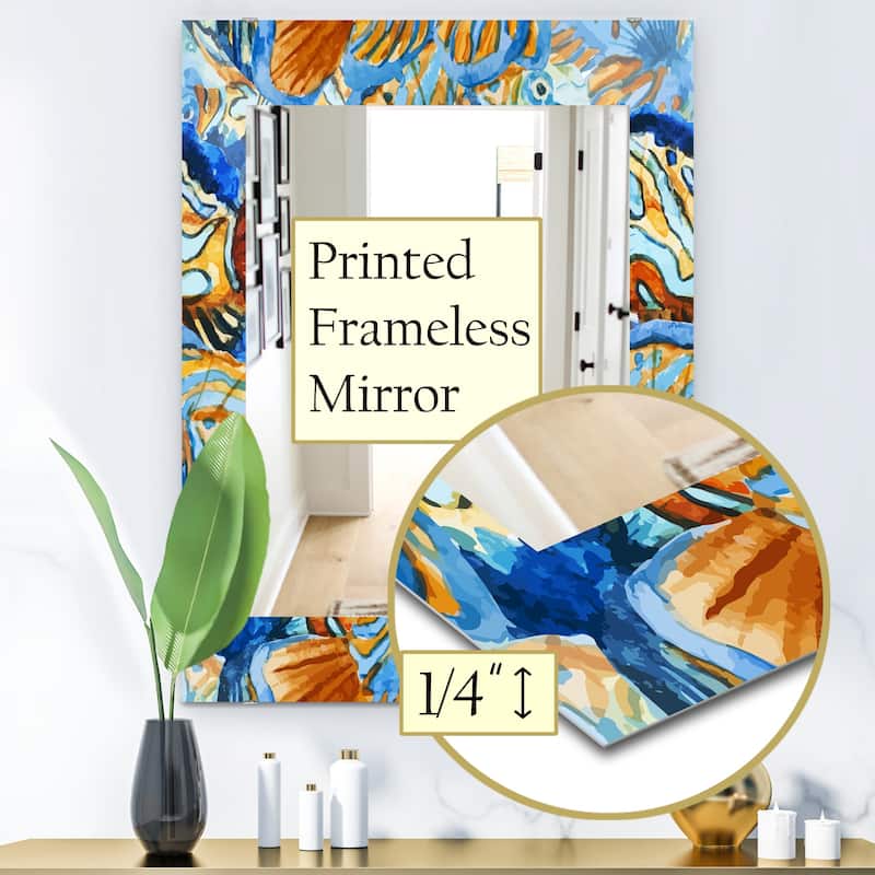 Designart 'Orange and Blue Fishes' Traditional Mirror - Printed Wall Mirror