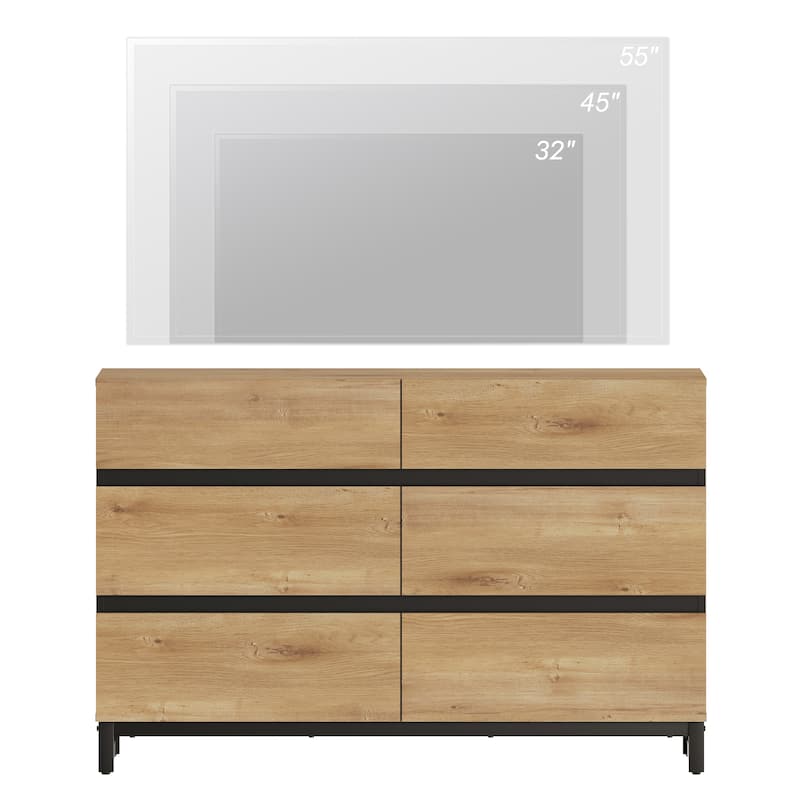 WAMPAT Dresser for Bedroom, Closet Organizers and Storage with Drawers, Chest of Drawers with Metal Base, Modern Wooden Dresser