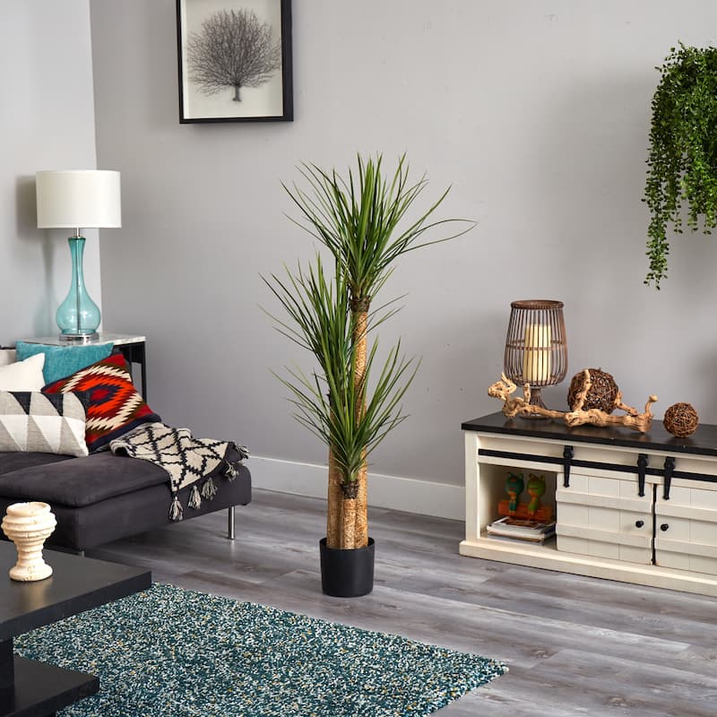 4.75' Yucca Artificial Silk Tree in Black Pot