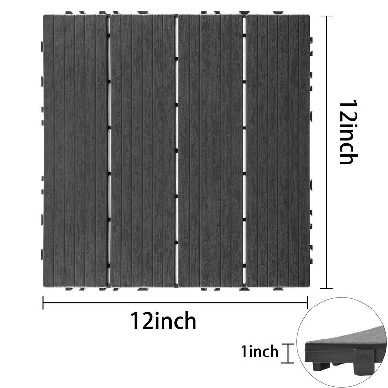 Plastic Interlocking Deck Tiles, 12.00"x12.00"(Pack of 44), Patio Flooring Outdoor Waterproof All Weather Use