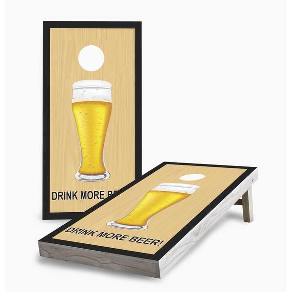 slide 2 of 7, Drink More Beer Glass Cornhole Game (Choose Wraps or Boards) 2x4 Boards (24" x 48") - Include ALL Accessories