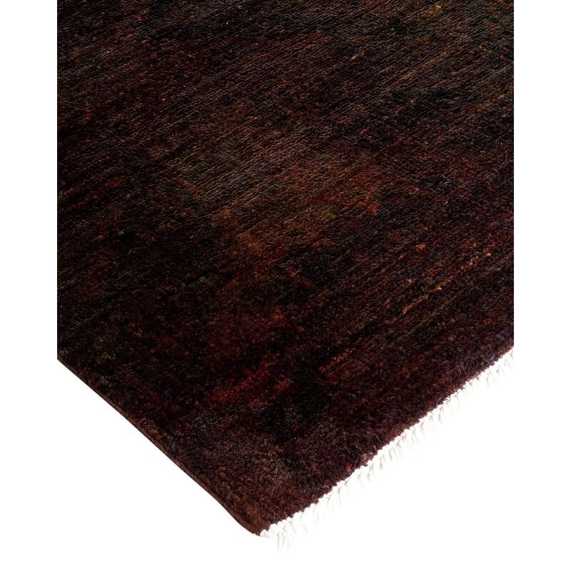 Overton Hand Knotted Wool Vintage Inspired Modern Contemporary Modern Brown Runner Rug - 2' 6" x 8' 2"