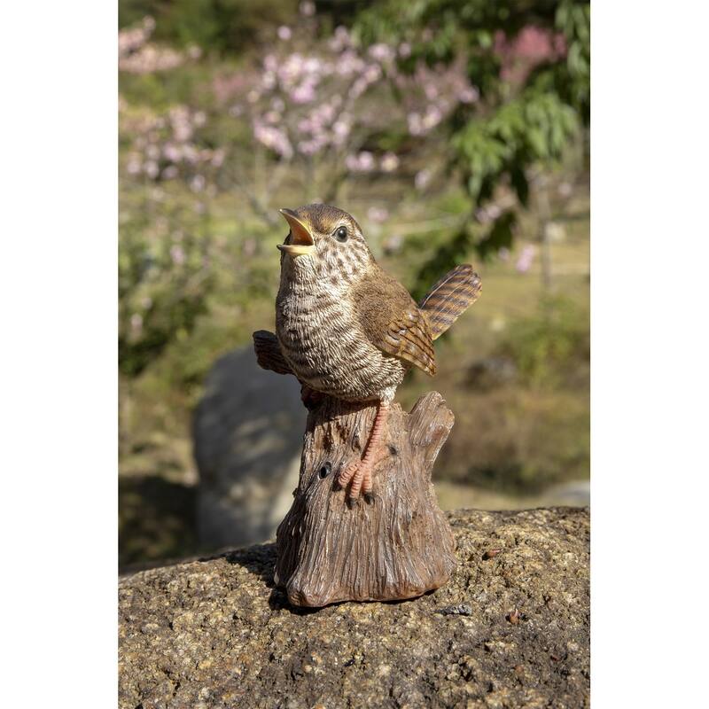 5.25" Brown Motion Activated Singing Troglodyte Stump Figurine