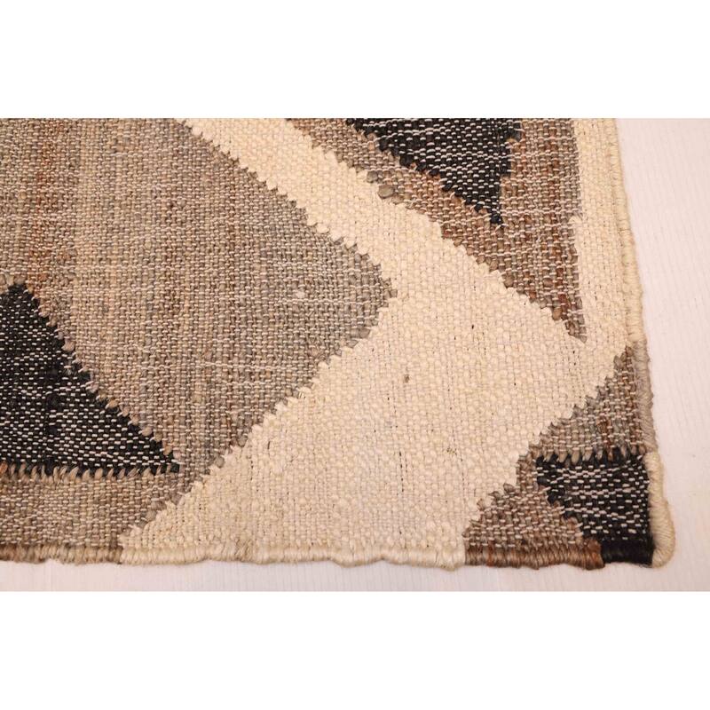 ECARPETGALLERY Flat-Weave Palas Denizli Ivory Jute Kilim - 5'1 x 8'0