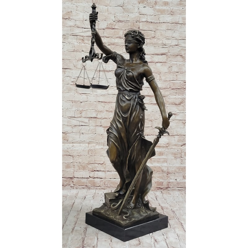 Themis Blind Lady Of Justice Bronze Sculpture Statue Lawyer Attorney Decor