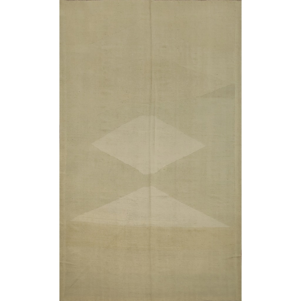 Hand Woven Oriental 100% Wool Carpet Southwestern Modern Green Kilim Area Rug - 9' 9'' X 6' 2''